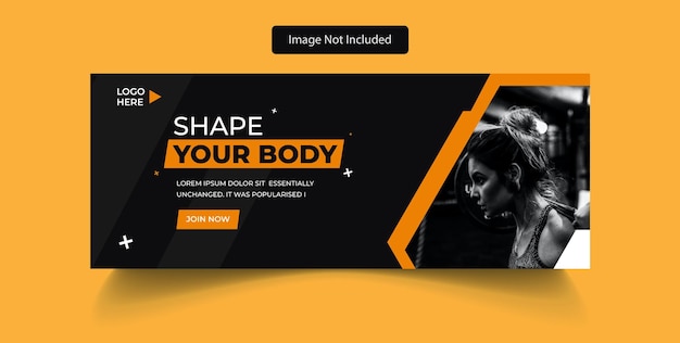 Fitness web banner or social media cover template premium PSD