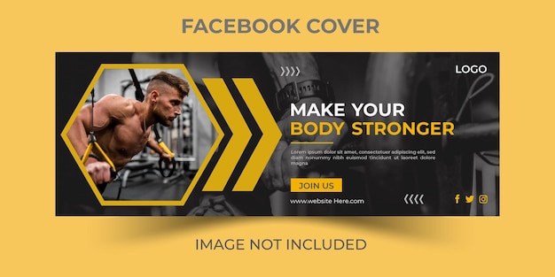 Vector fitness webbanner of facebook cover sjabloon