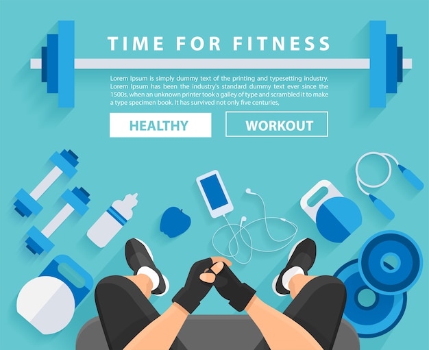 Fitness with workout with equipment