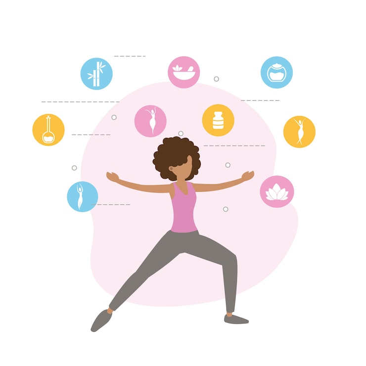 Vector fitness woman doing exercise lifestyle