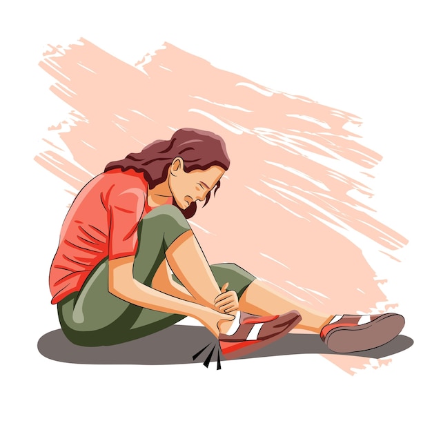 Fitness woman hurt angle while jogging crying desperately unable to move laying on ground