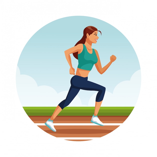 Fitness woman running on running track 