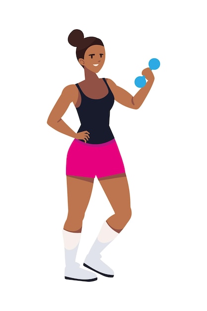 Vector fitness woman with dumbbell illustration