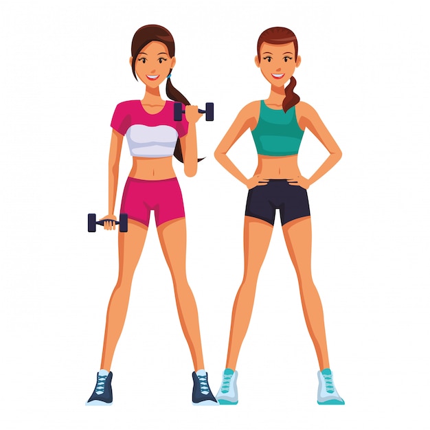 Vector fitness women cartoon