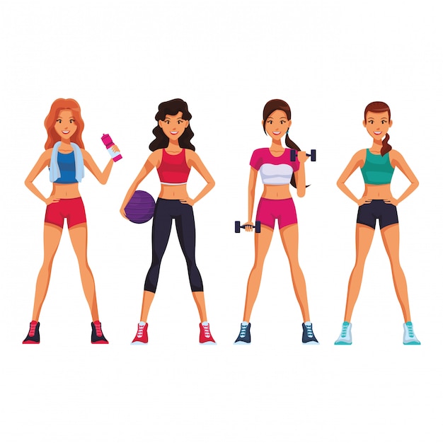 Vector fitness women cartoon