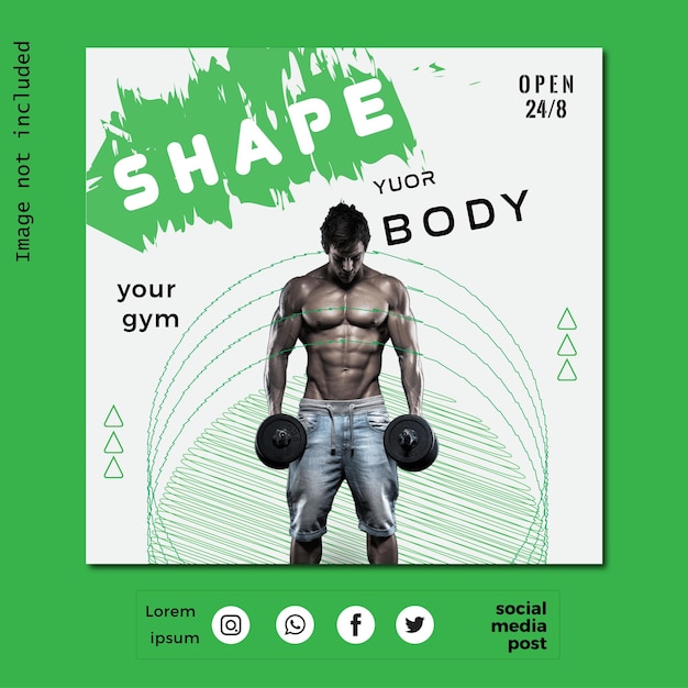 fitness workout gym flyer social media post web banner