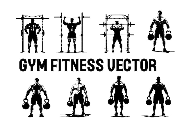 Fitness Workout Oefening Vector Artwork Silhouette Zwart Silhouette Gym Silhouette Fitne