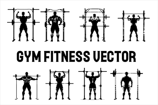 Fitness Workout Oefening Vector Artwork Silhouette Zwart Silhouette Gym Silhouette Fitne