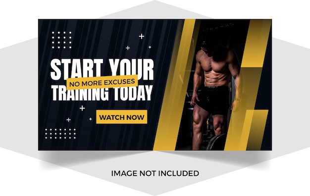 fitness and workout video thumbnail or web banner template eps format