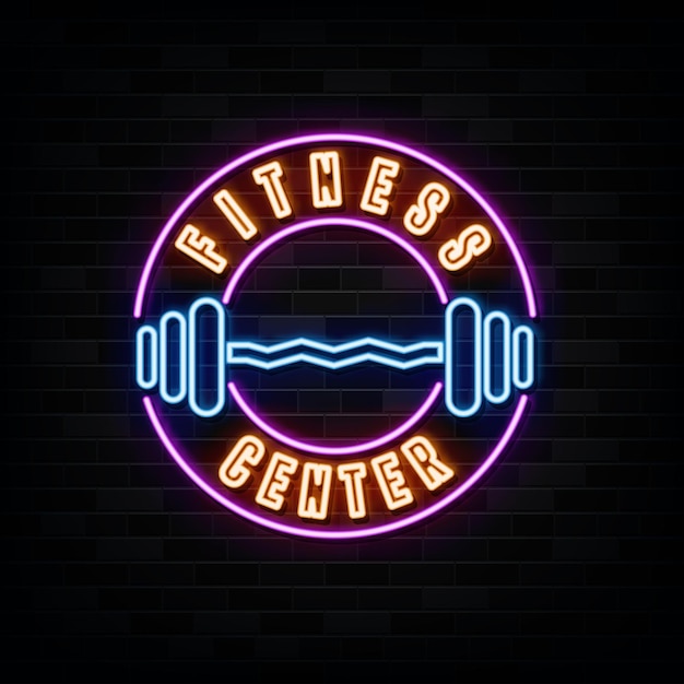 fitnesscentrum neonreclame ontwerpelement lichte banner