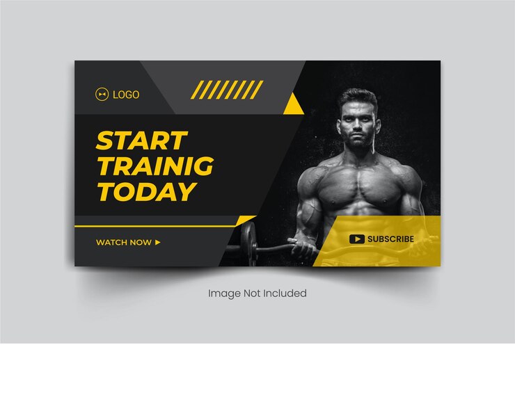 Вектор шаблоны миниатюр для youtube fitnessgym