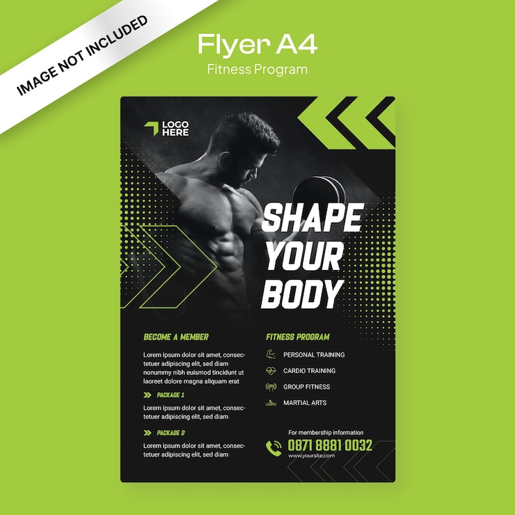 Vector fitnessprogramma flyer groen