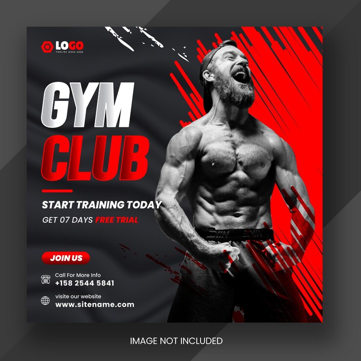 Vector fitnessruimte of gym en fitness sociale media en instagram of facebook post amp webbannerontwerp