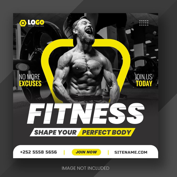 Vector fitnessruimte of gym en fitness sociale media en instagram of facebook post amp webbannerontwerp