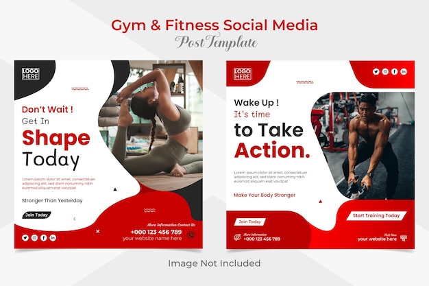 fitnesstraining social media post en facebook en instagram post banner sjabloonontwerppakket