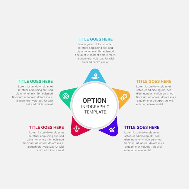 Five 5 Steps Options Circle Business Infographic Template Design