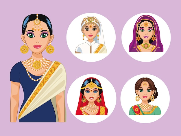 Five arabic brides characters