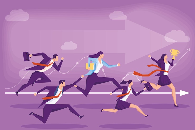 Vector five business persons running