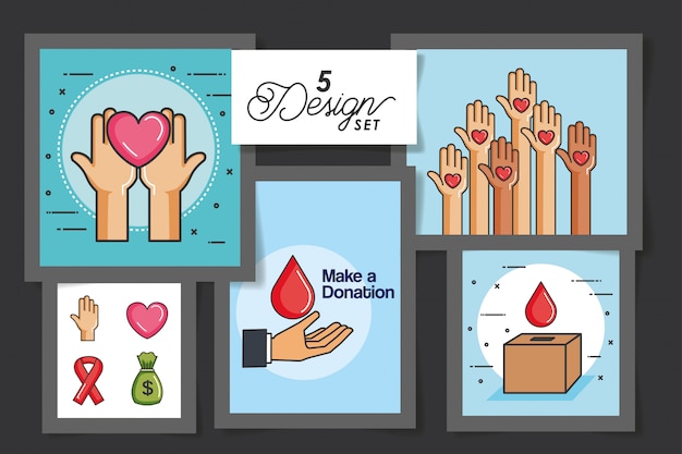 Five cards of make a donation