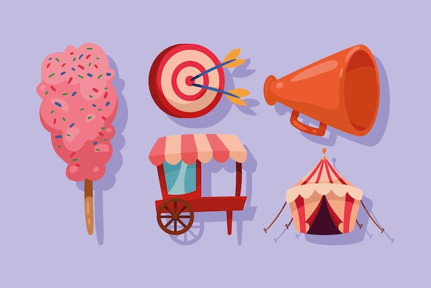 Five carnival fair icons