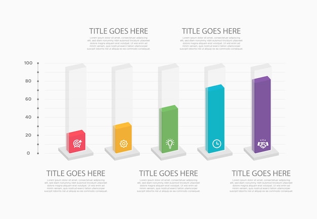 Five Columns Bar Chart Slide Business Data Percentage Creative Infographic