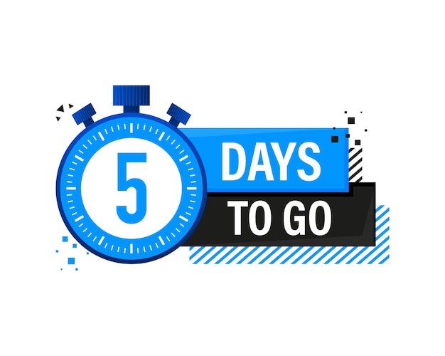 Vector five days to go timer banner, blue emblem banner