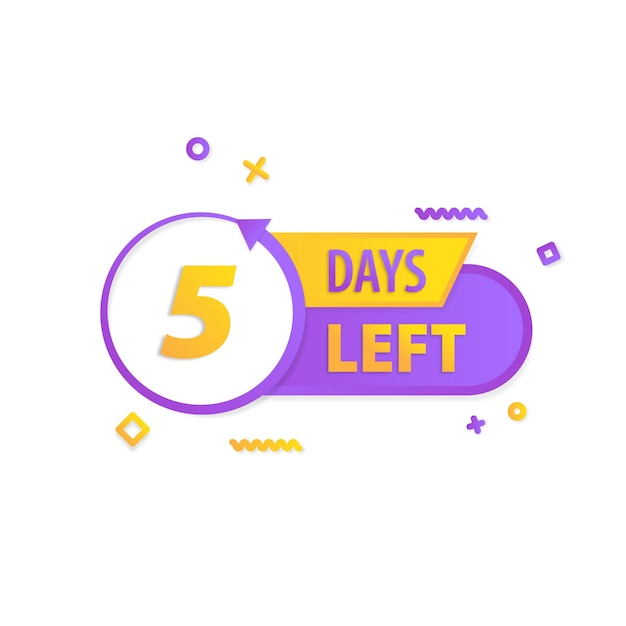 Vector five days left countdown tag