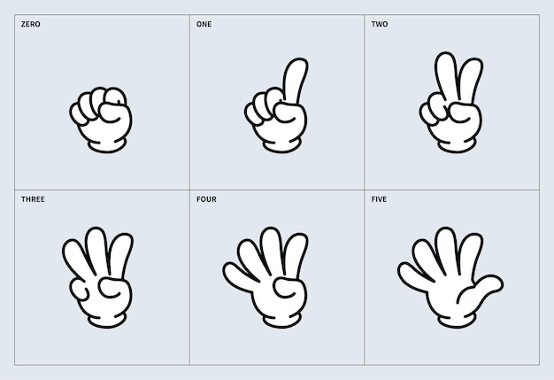 Vector five finger counting comic style