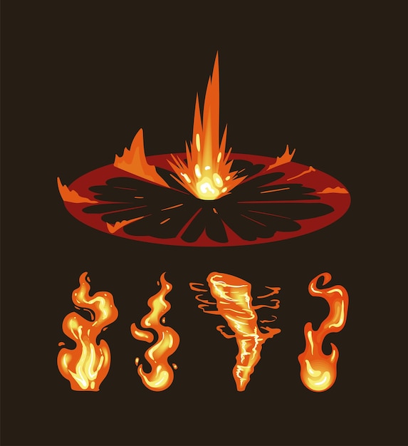 Five fires flames icons