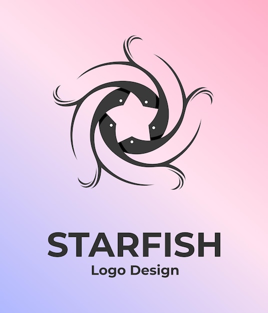 Five fish animal water sea star logo design, logo pesce, logo stella