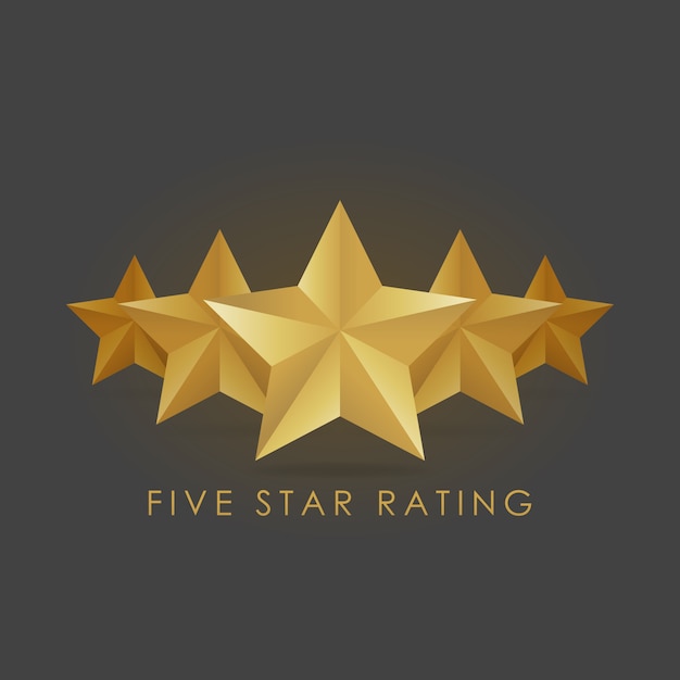 Пять золотой рейтинг звезды векторная иллюстрация в сером черном фоне