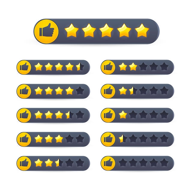 Five golden star review rate customer feedback