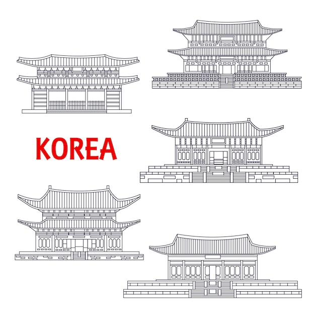 韓国の細い線のシンボルの 5 つの壮大な宮殿