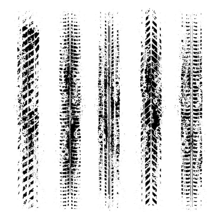 Vector five grunge tire silhouettes