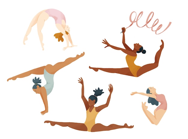 Five gymnasts illustration