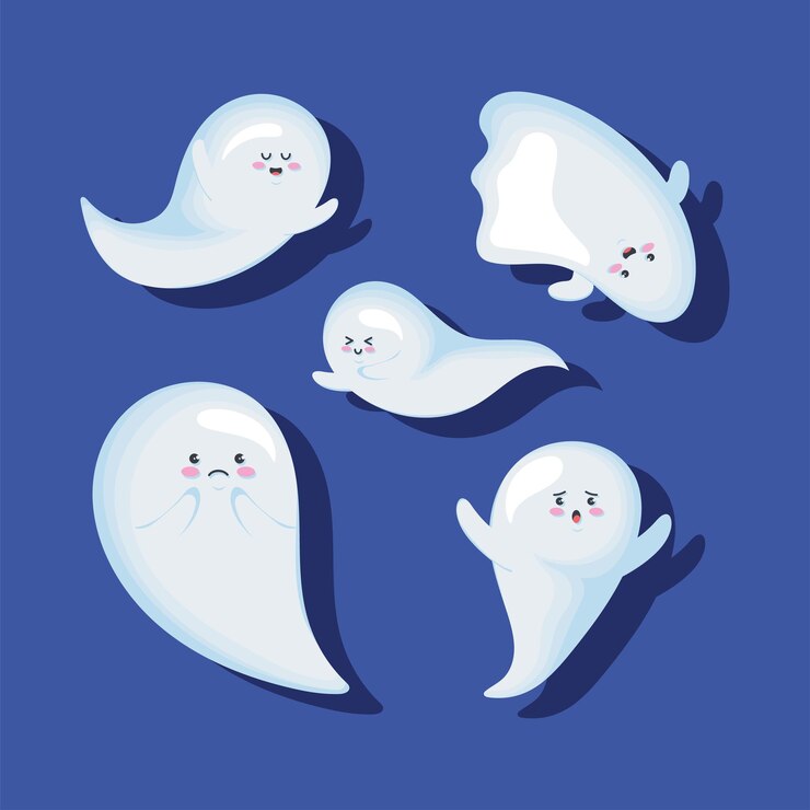 Vector 다섯 할로윈 유령 캐릭터