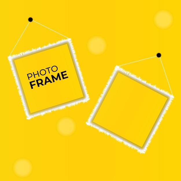 Вектор Пять висящих фоторамок на желтом фоне бесплатные векторы