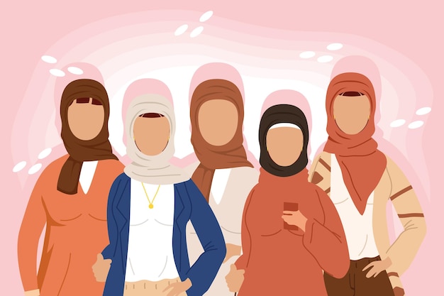 5つのイスラム教徒コミュニティの女性グループ