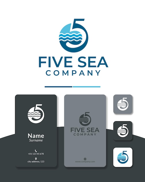 Five ocean logo design vector number sea water