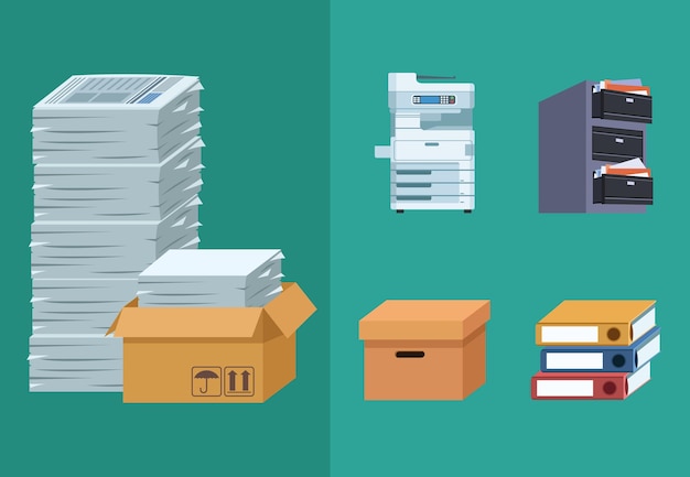 Five office paperwork icons