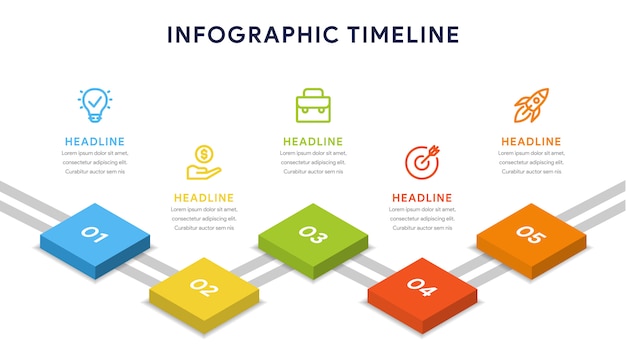 FIve Options Infographics for steps, timeline, workflow