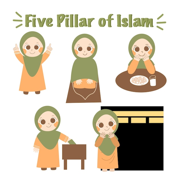 Five pillars of Islam element vector