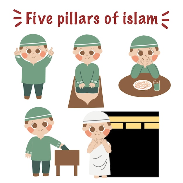 Five pillars of Islam element vector