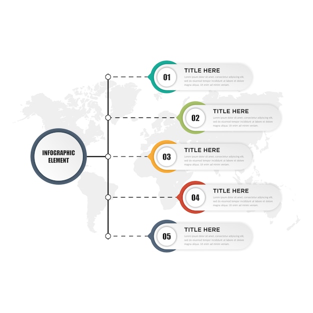 Five Point Infographic Element Business Strategy with Numbers