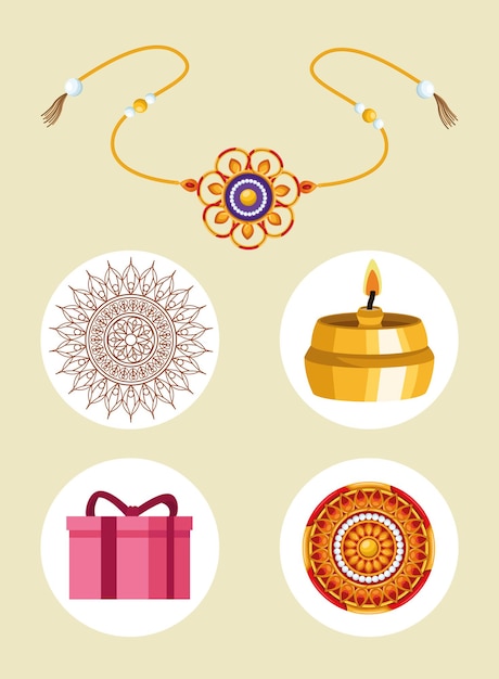 Vector five raksha bandhan icons