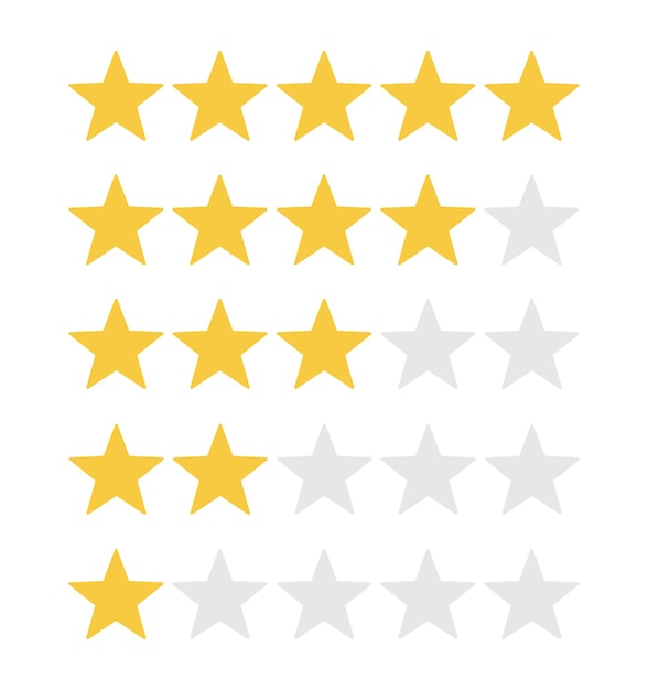 Vector five rating stars icon for review productinternet website and mobile application on white backgrond