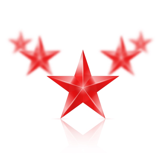 Five red stars in the shape of wedge on white