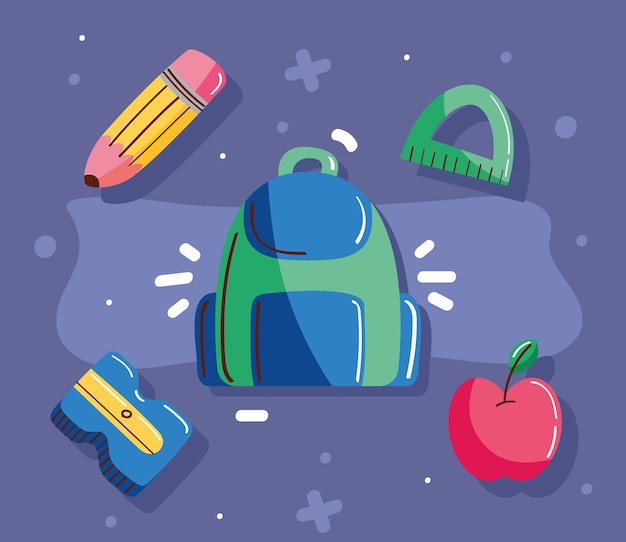 Vector five school supplies icons