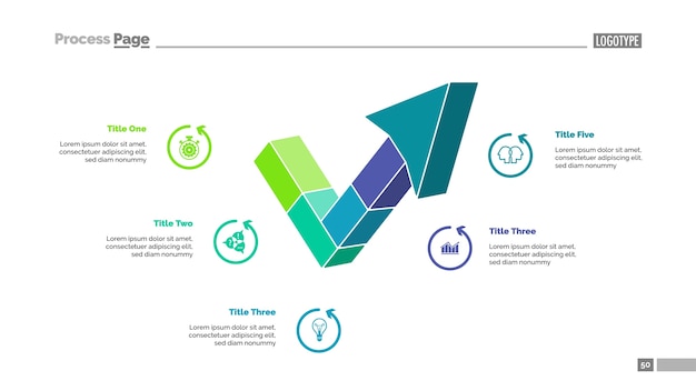 다섯 세그먼트 화살표 슬라이드 템플릿