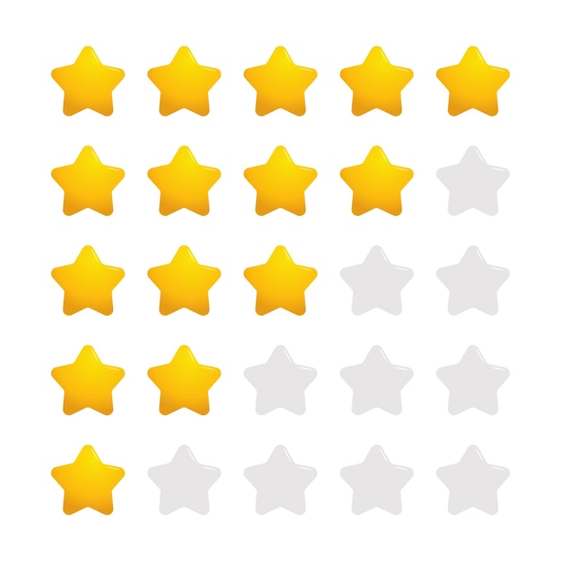 Five star feedback concept 3d five star quality icons icons vector